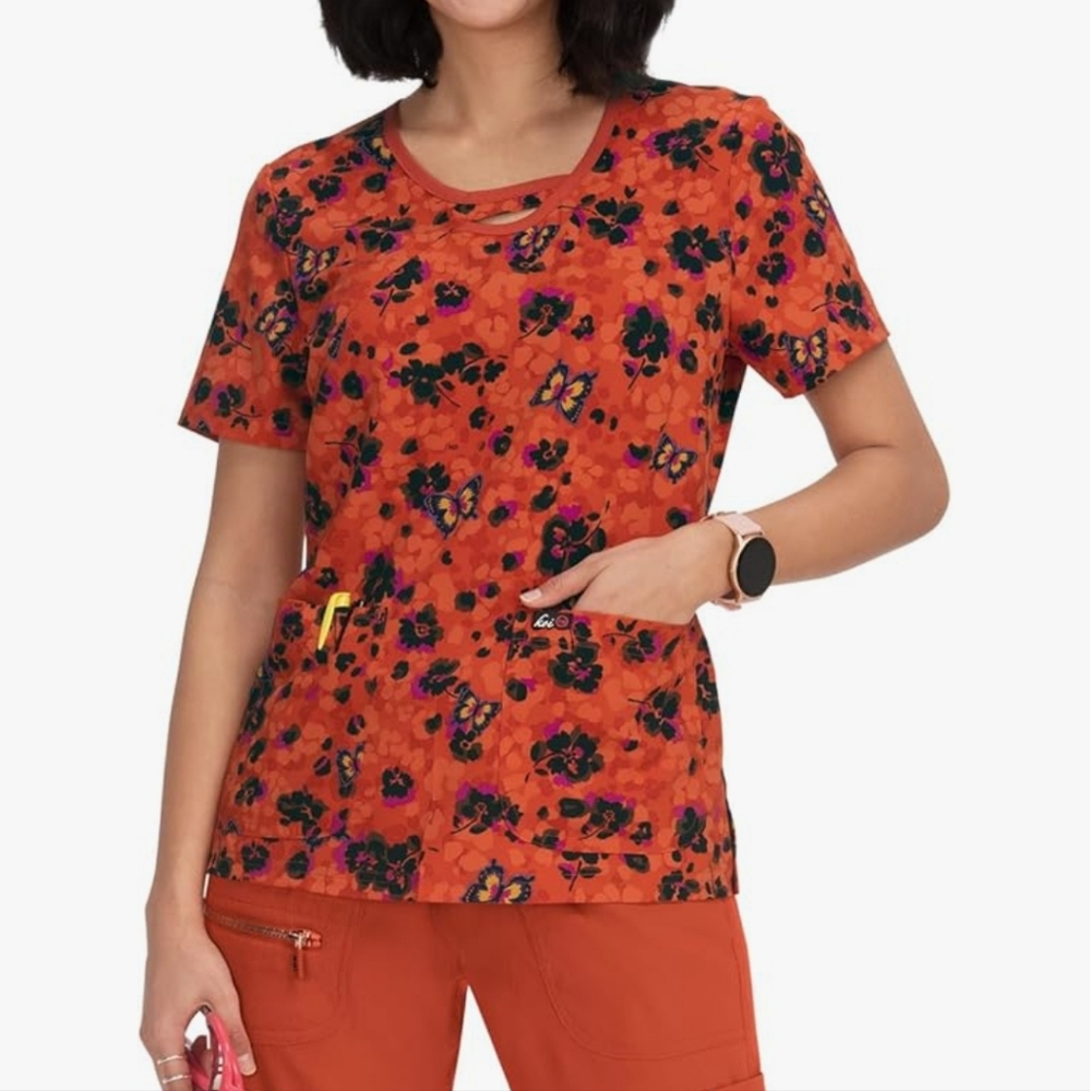 KOI Lite Women's Lola Scrub Butterfly Top Size Small